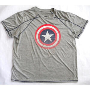 Marvel Captain America Men's 2XL Stretch Performance Gray Short Sleeve T Shirt